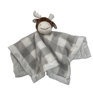 Parents Choice Plush Moose Lovey Security Blanket Baby‎ Gray White Check Walmart